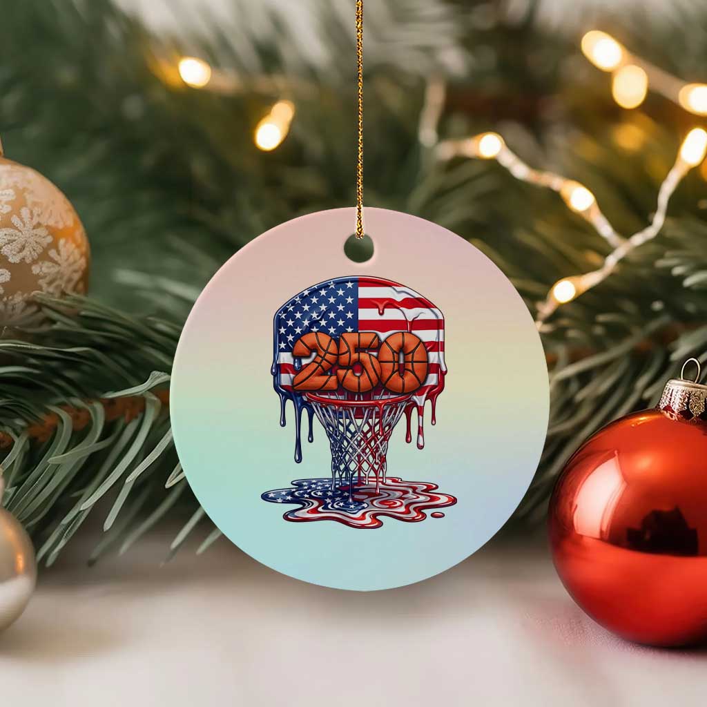 Patriotic Basketball Drip Ceramic Ornament USA 250th Anniversary Gift TS12 1pc Pastel Print Your Wear