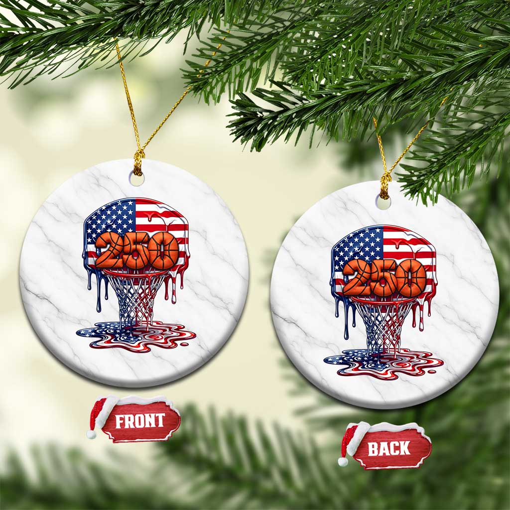 Patriotic Basketball Drip Ceramic Ornament USA 250th Anniversary Gift TS12 1pc White Marble Print Your Wear