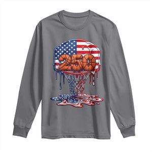 Patriotic Basketball Drip Long Sleeve Shirt USA 250th Anniversary Gift TS12 Charcoal Print Your Wear
