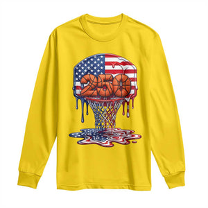 Patriotic Basketball Drip Long Sleeve Shirt USA 250th Anniversary Gift TS12 Daisy Print Your Wear