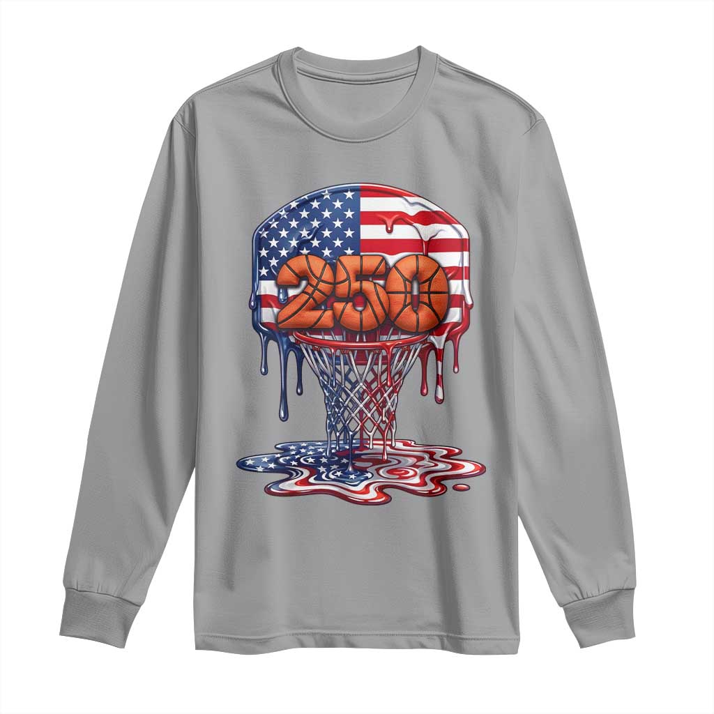 Patriotic Basketball Drip Long Sleeve Shirt USA 250th Anniversary Gift TS12 Sport Gray Print Your Wear