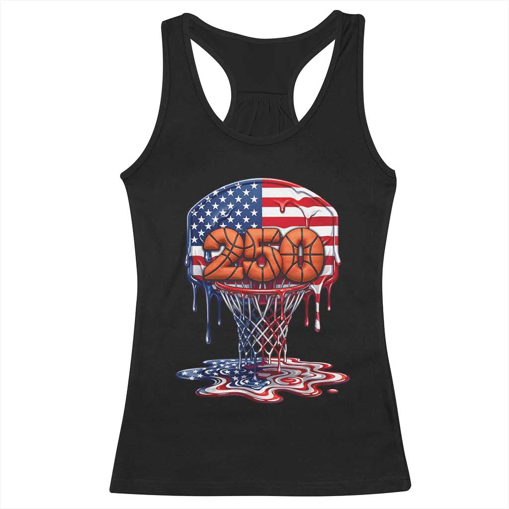 Patriotic Basketball Drip Racerback Tank Top USA 250th Anniversary Gift TS12 Black Print Your Wear