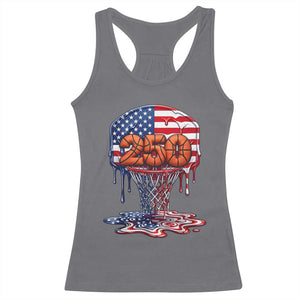 Patriotic Basketball Drip Racerback Tank Top USA 250th Anniversary Gift TS12 Charcoal Print Your Wear