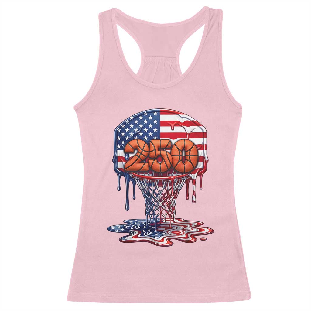 Patriotic Basketball Drip Racerback Tank Top USA 250th Anniversary Gift TS12 Light Pink Print Your Wear