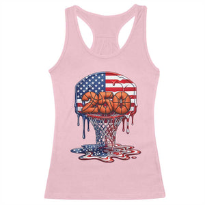 Patriotic Basketball Drip Racerback Tank Top USA 250th Anniversary Gift TS12 Light Pink Print Your Wear