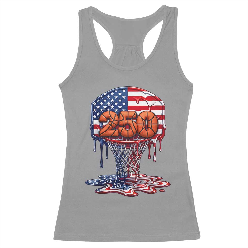 Patriotic Basketball Drip Racerback Tank Top USA 250th Anniversary Gift TS12 Sport Gray Print Your Wear