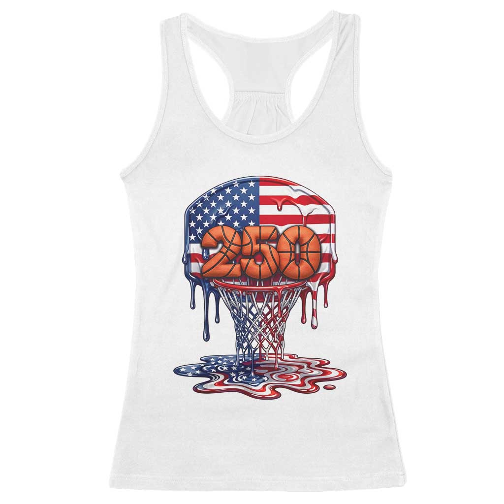 Patriotic Basketball Drip Racerback Tank Top USA 250th Anniversary Gift TS12 White Print Your Wear