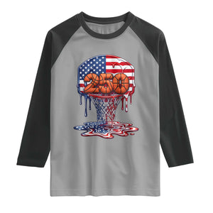 Patriotic Basketball Drip Raglan Shirt USA 250th Anniversary Gift TS12 Sport Gray Black Print Your Wear