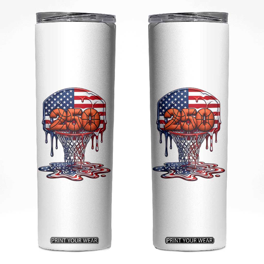 Patriotic Basketball Drip Skinny Tumbler USA 250th Anniversary Gift TS12 White Print Your Wear