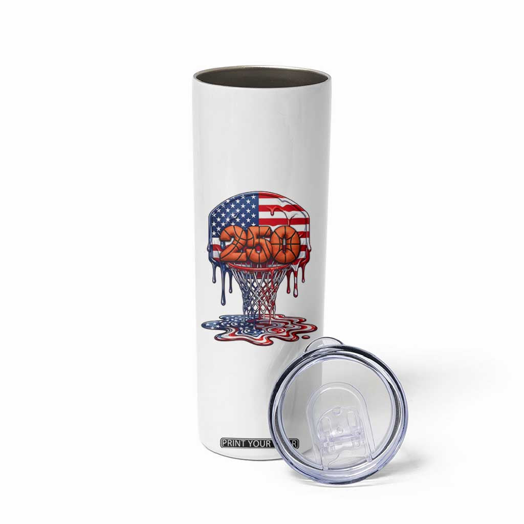 Patriotic Basketball Drip Skinny Tumbler USA 250th Anniversary Gift TS12 Print Your Wear