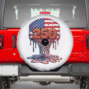 Patriotic Basketball Drip Spare Tire Cover USA 250th Anniversary Gift TS12 White Print Your Wear