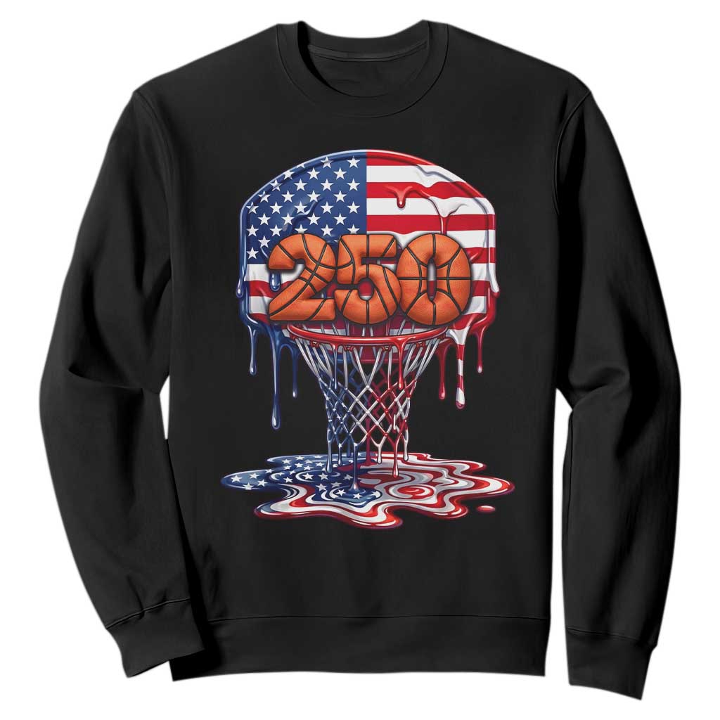 Patriotic Basketball Drip Sweatshirt USA 250th Anniversary Gift TS12 Black Print Your Wear