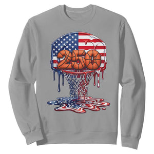 Patriotic Basketball Drip Sweatshirt USA 250th Anniversary Gift TS12 Sport Gray Print Your Wear