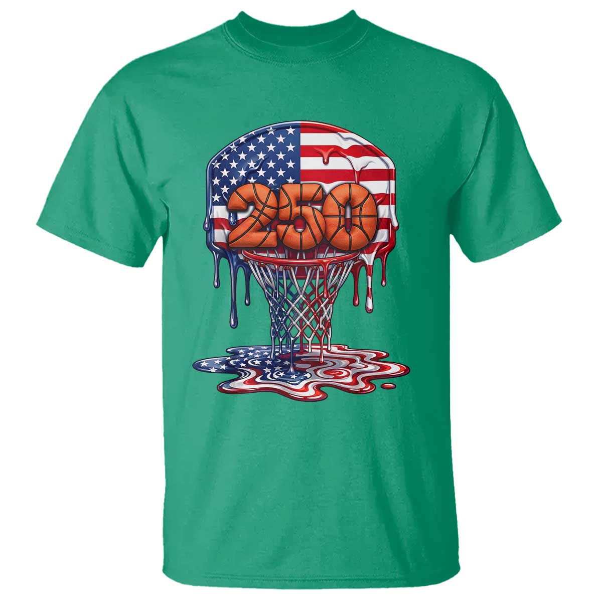 Patriotic Basketball Drip T Shirt USA 250th Anniversary Gift TS12 Irish Green Print Your Wear