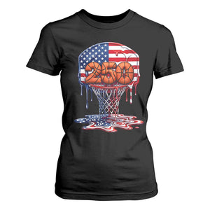 Patriotic Basketball Drip T Shirt For Women USA 250th Anniversary Gift TS12 Black Print Your Wear