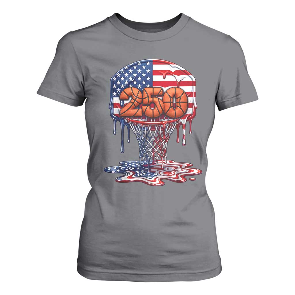 Patriotic Basketball Drip T Shirt For Women USA 250th Anniversary Gift TS12 Charcoal Print Your Wear