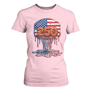 Patriotic Basketball Drip T Shirt For Women USA 250th Anniversary Gift TS12 Light Pink Print Your Wear