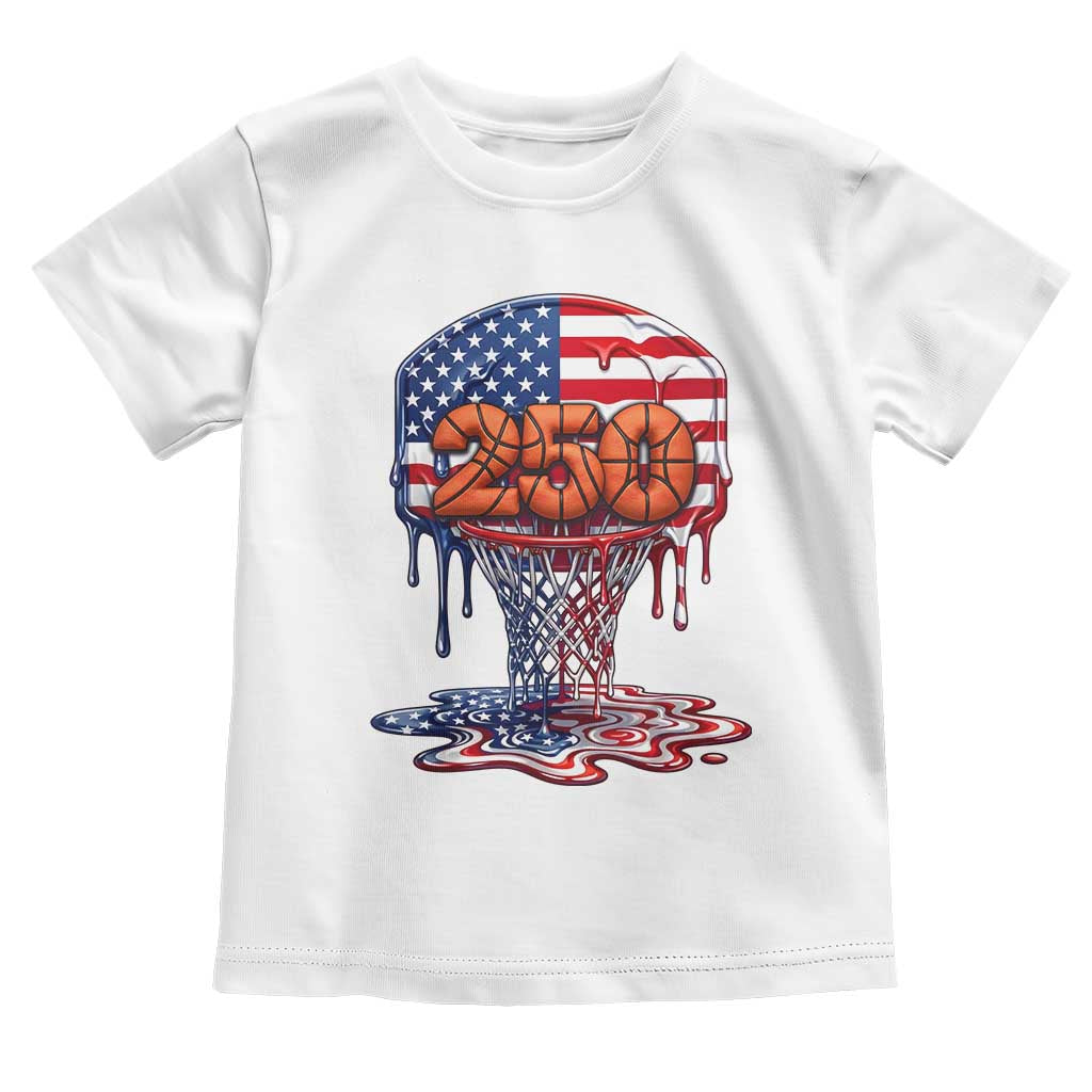 Patriotic Basketball Drip Toddler T Shirt USA 250th Anniversary Gift TS12 White Print Your Wear