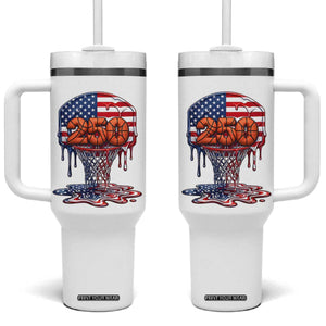 Patriotic Basketball Drip Tumbler With Handle USA 250th Anniversary Gift TS12 One Size: 40 oz White Print Your Wear
