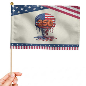 Basketball Drip Patriotic Handheld Flag USA 250th Anniversary Gift TS12 Modern 8.2" × 5.5" Beige Blue Print Your Wear