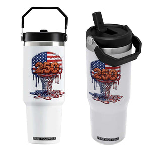 Patriotic Basketball Drip Flip Straw Tumbler USA 250th Anniversary Gift TS12 One Size: 30 oz White Print Your Wear