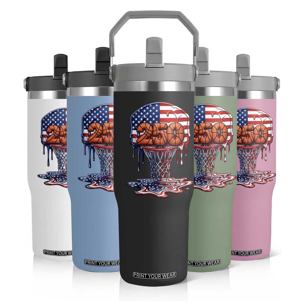 Patriotic Basketball Drip Flip Straw Tumbler USA 250th Anniversary Gift TS12 Print Your Wear