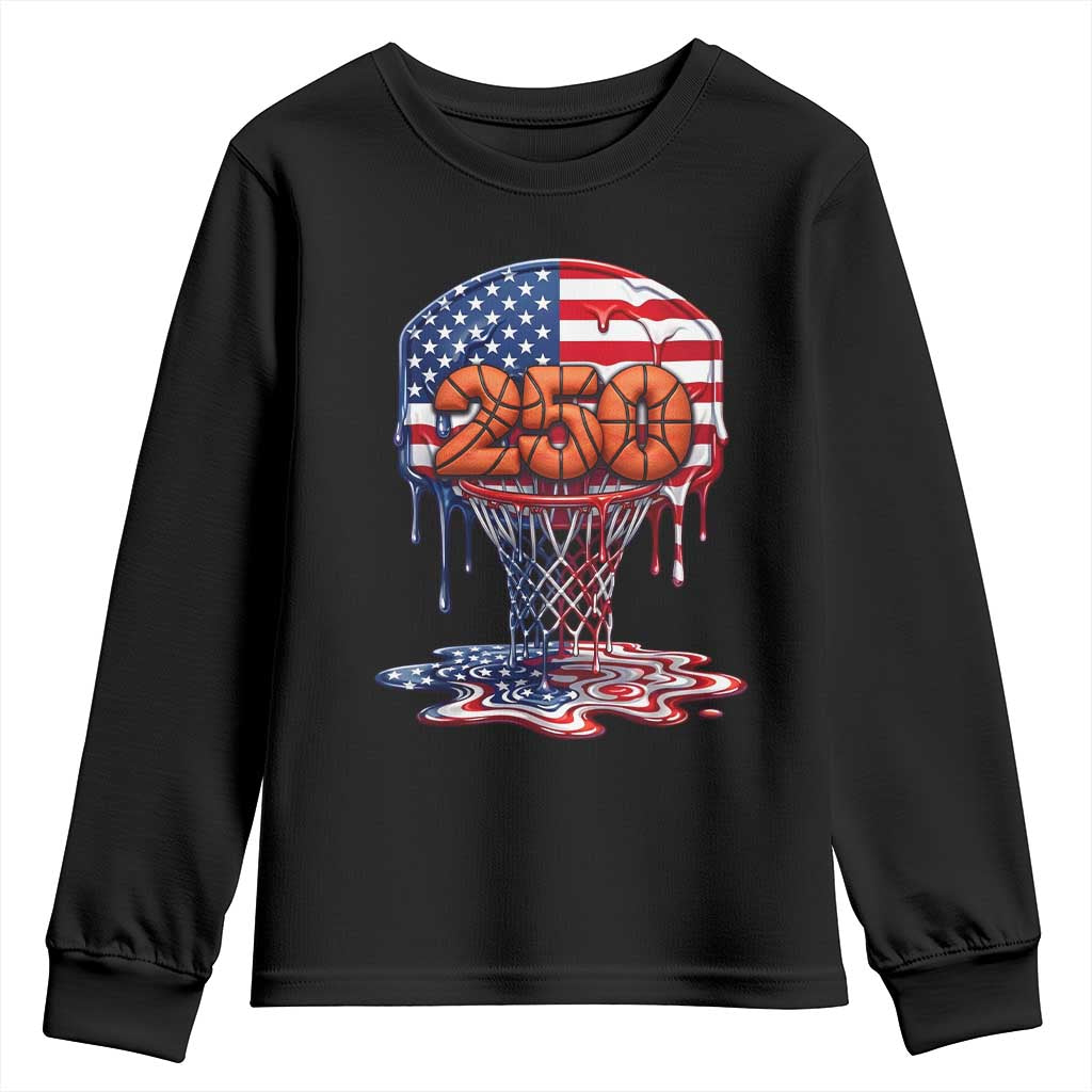 Patriotic Basketball Drip Youth Sweatshirt USA 250th Anniversary Gift TS12 Black Print Your Wear