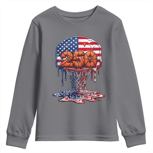 Patriotic Basketball Drip Youth Sweatshirt USA 250th Anniversary Gift TS12 Charcoal Print Your Wear