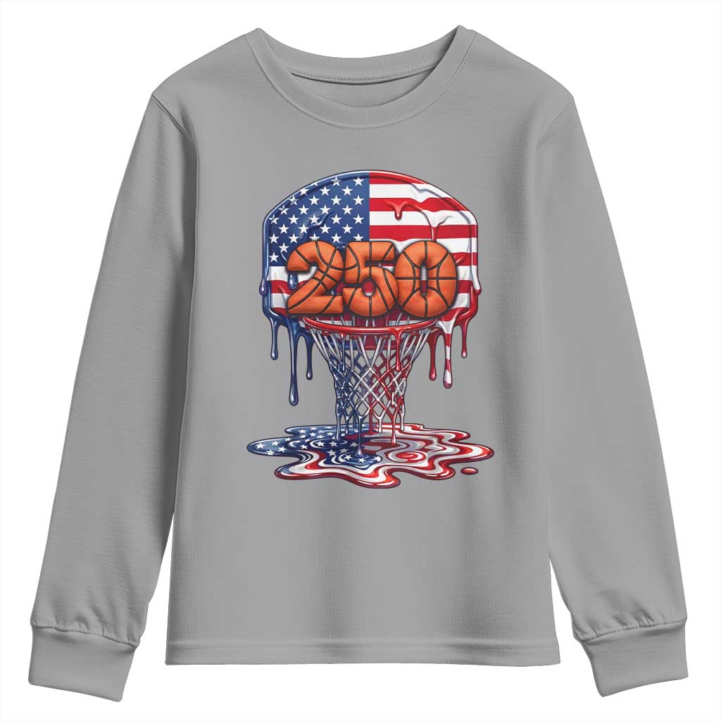 Patriotic Basketball Drip Youth Sweatshirt USA 250th Anniversary Gift TS12 Sport Gray Print Your Wear