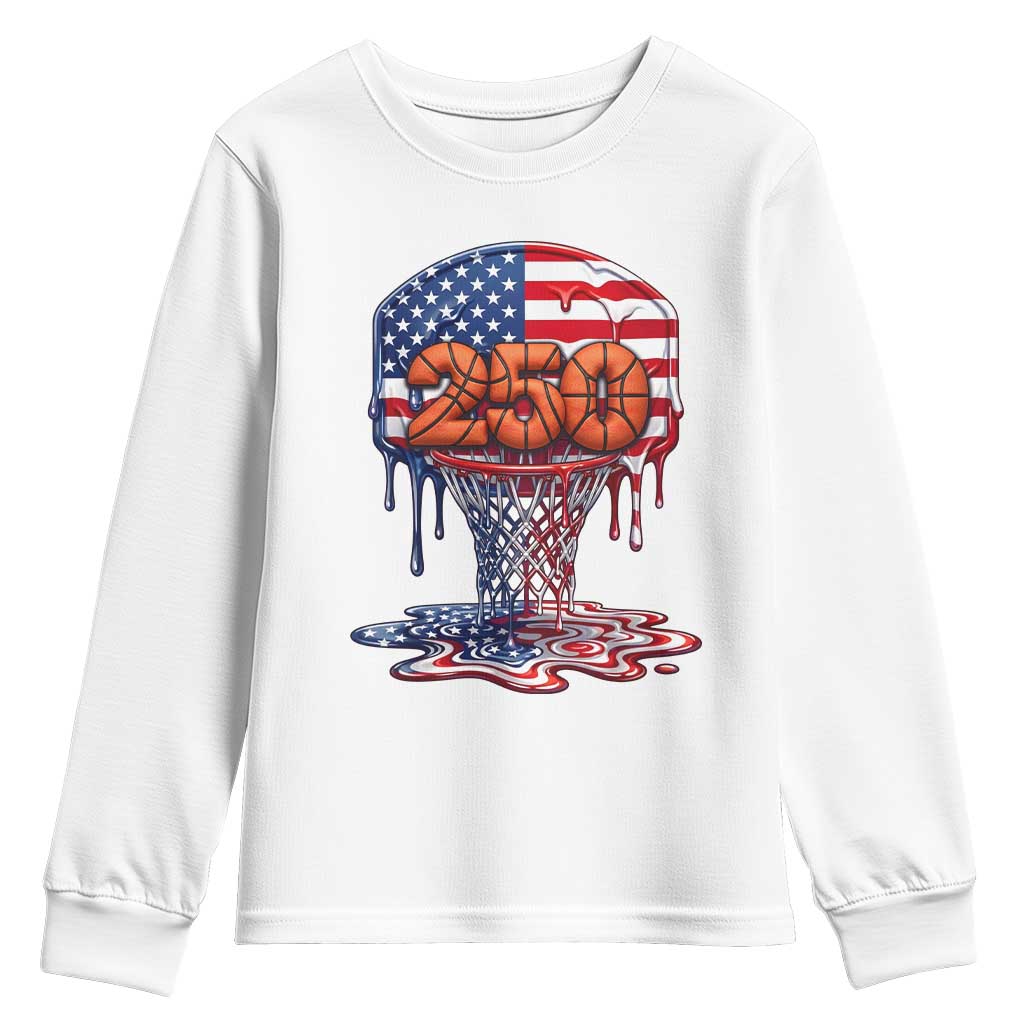 Patriotic Basketball Drip Youth Sweatshirt USA 250th Anniversary Gift TS12 White Print Your Wear