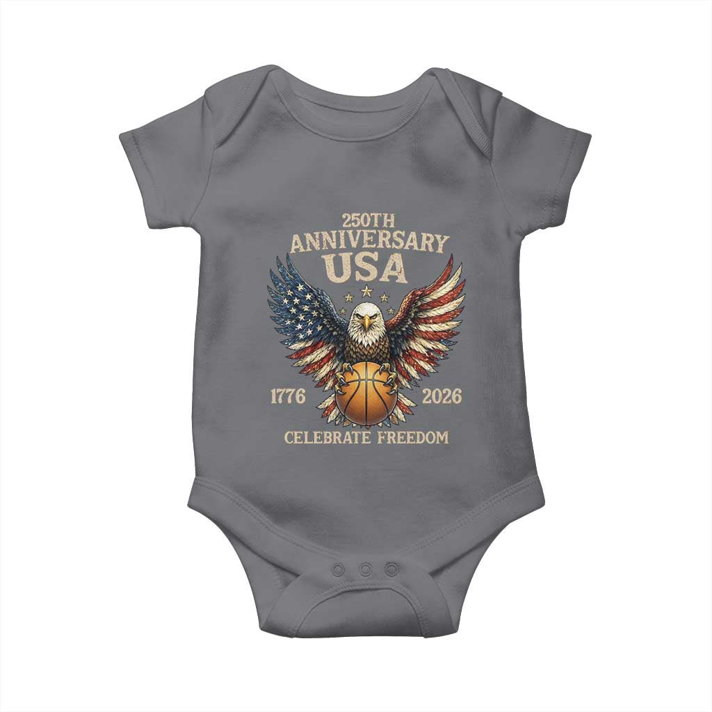 250 Years Of Freedom Basketball Baby Onesie Patriotic Athlete Gift TS12 Charcoal Print Your Wear
