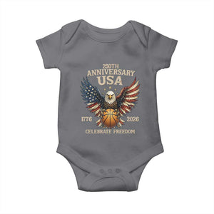 250 Years Of Freedom Basketball Baby Onesie Patriotic Athlete Gift TS12 Charcoal Print Your Wear
