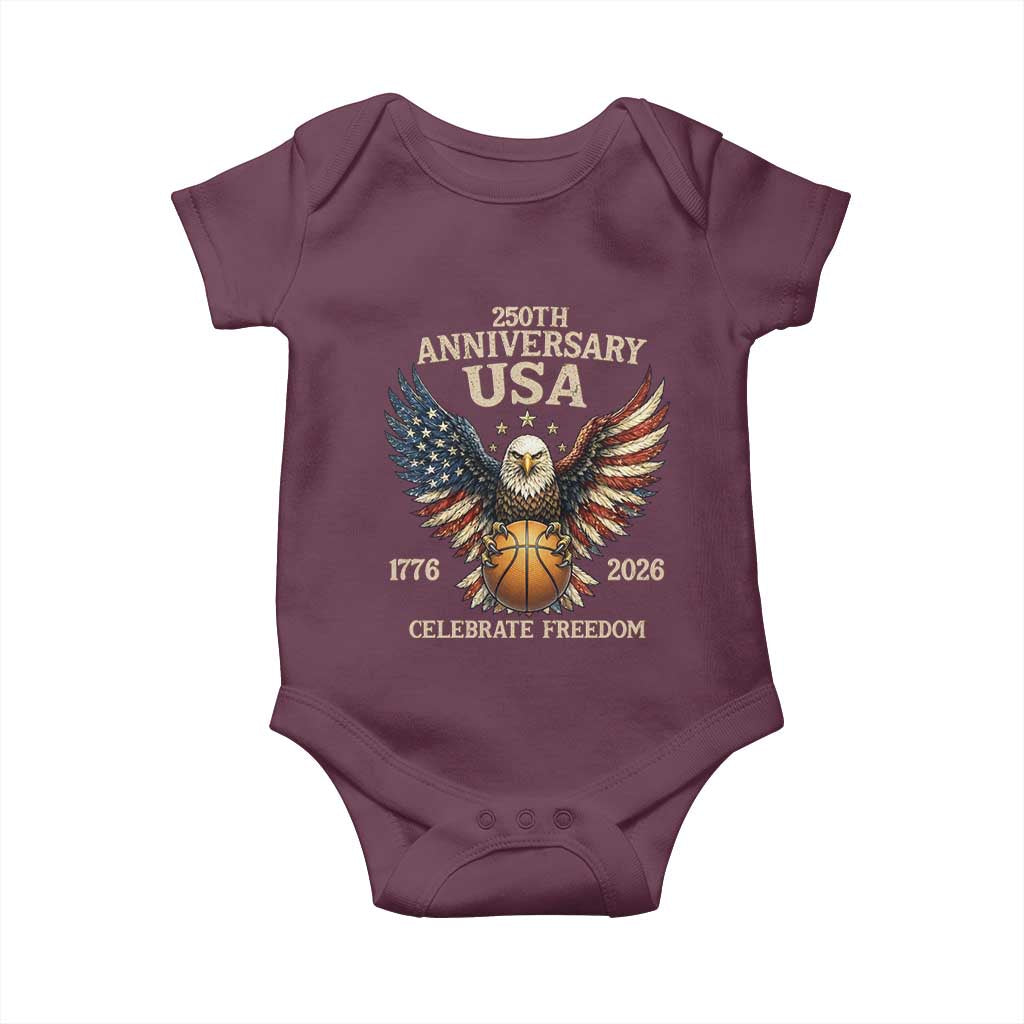250 Years Of Freedom Basketball Baby Onesie Patriotic Athlete Gift TS12 Maroon Print Your Wear
