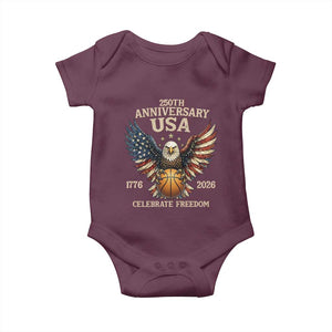 250 Years Of Freedom Basketball Baby Onesie Patriotic Athlete Gift TS12 Maroon Print Your Wear
