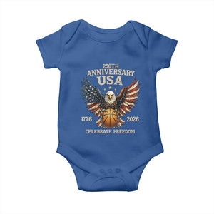 250 Years Of Freedom Basketball Baby Onesie Patriotic Athlete Gift TS12 Royal Blue Print Your Wear