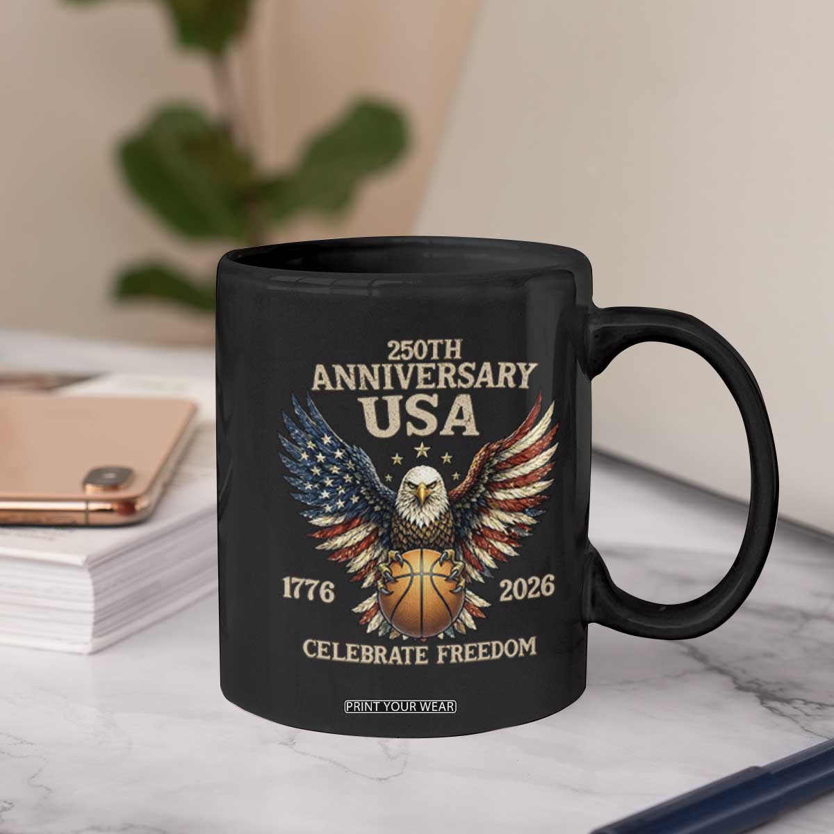 250 Years Of Freedom Basketball Coffee Mug Patriotic Athlete Gift TS12 Print Your Wear