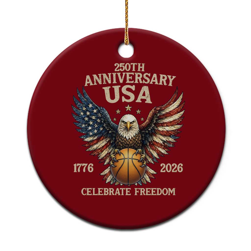 250 Years Of Freedom Basketball Ceramic Ornament Patriotic Athlete Gift TS12 1pc Red Print Your Wear