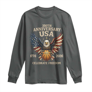 250 Years Of Freedom Basketball Long Sleeve Shirt Patriotic Athlete Gift TS12 Dark Heather Print Your Wear