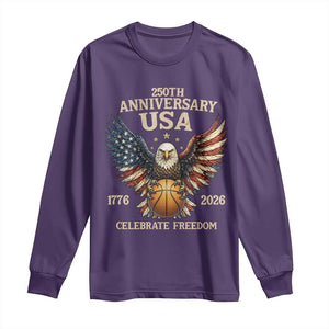 250 Years Of Freedom Basketball Long Sleeve Shirt Patriotic Athlete Gift TS12 Purple Print Your Wear