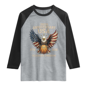 250 Years Of Freedom Basketball Raglan Shirt Patriotic Athlete Gift TS12 Heather Gray Black Print Your Wear