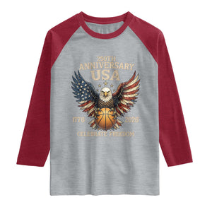 250 Years Of Freedom Basketball Raglan Shirt Patriotic Athlete Gift TS12 Heather Gray Heather Red Print Your Wear