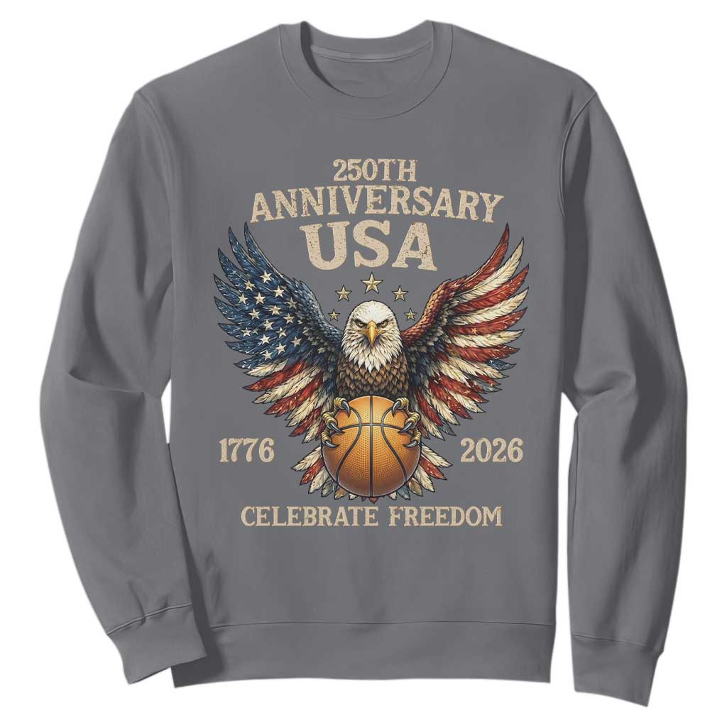 250 Years Of Freedom Basketball Sweatshirt Patriotic Athlete Gift TS12 Charcoal Print Your Wear