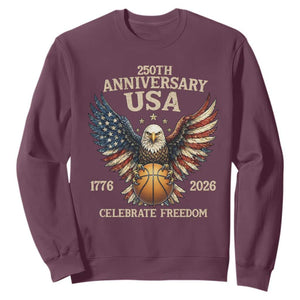 250 Years Of Freedom Basketball Sweatshirt Patriotic Athlete Gift TS12 Maroon Print Your Wear