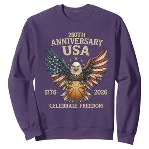 250 Years Of Freedom Basketball Sweatshirt Patriotic Athlete Gift TS12 Purple Print Your Wear