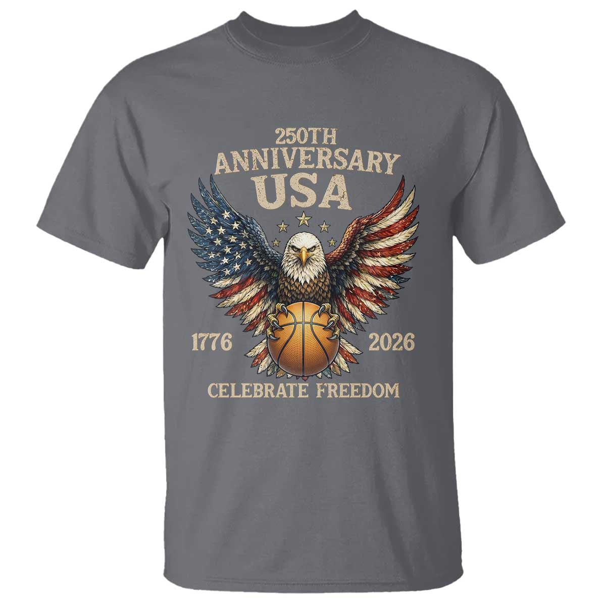 250 Years Of Freedom Basketball T Shirt Patriotic Athlete Gift TS12 Charcoal Print Your Wear