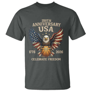 250 Years Of Freedom Basketball T Shirt Patriotic Athlete Gift TS12 Dark Heather Print Your Wear