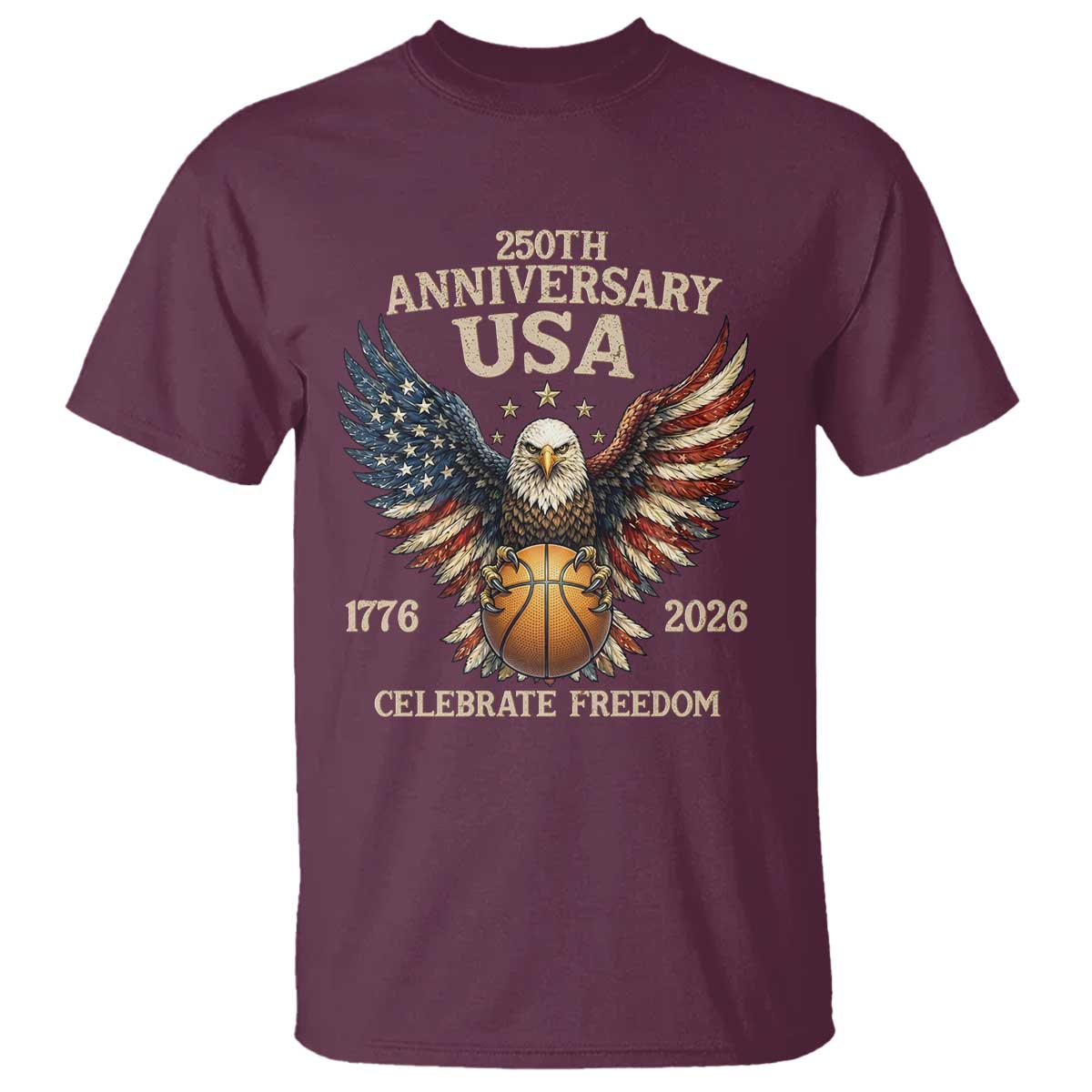 250 Years Of Freedom Basketball T Shirt Patriotic Athlete Gift TS12 Maroon Print Your Wear
