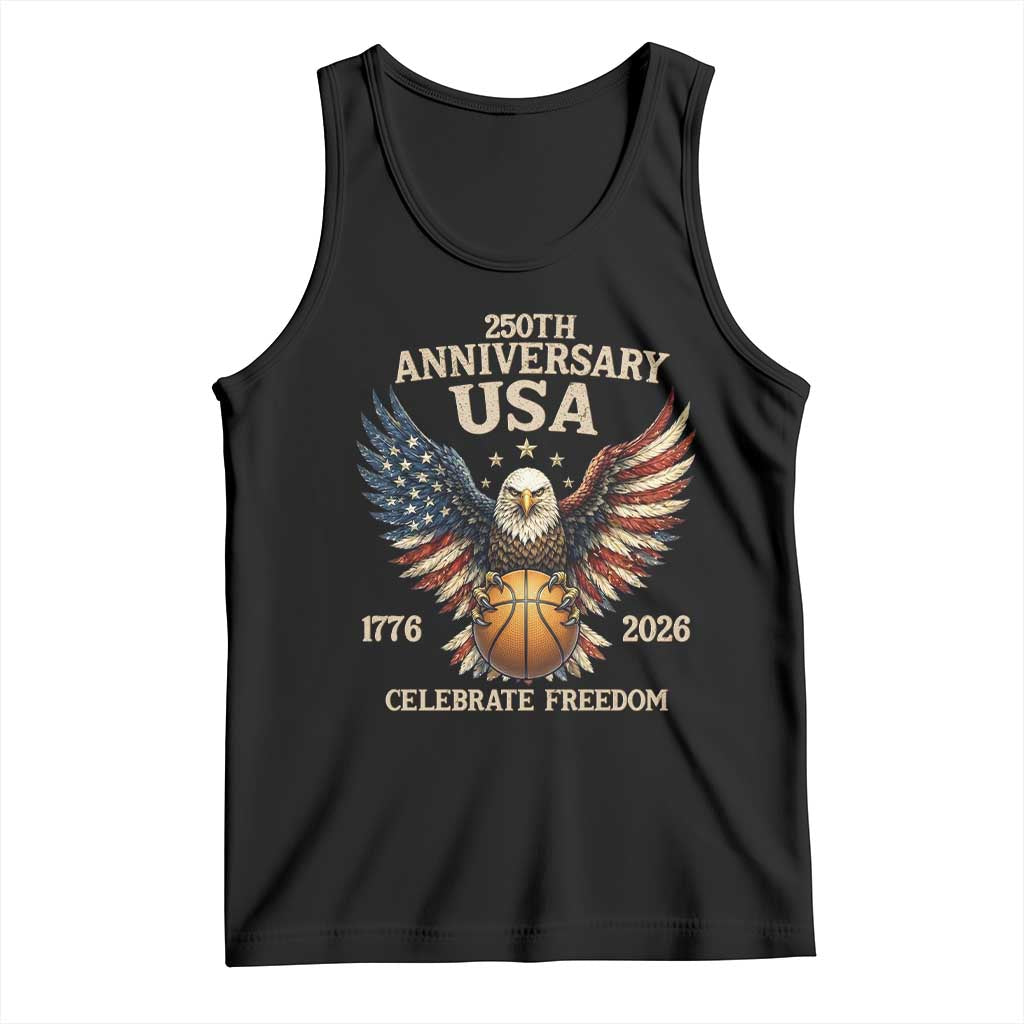 250 Years Of Freedom Basketball Tank Top Patriotic Athlete Gift TS12 Black Print Your Wear