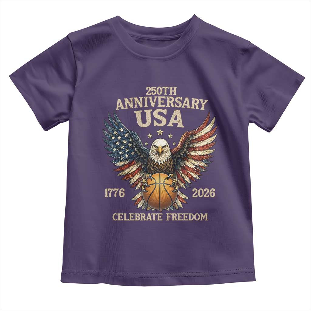 250 Years Of Freedom Basketball Toddler T Shirt Patriotic Athlete Gift TS12 Purple Print Your Wear