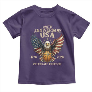 250 Years Of Freedom Basketball Toddler T Shirt Patriotic Athlete Gift TS12 Purple Print Your Wear